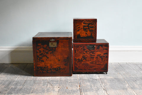 Set of Chinese Red & Black Boxes