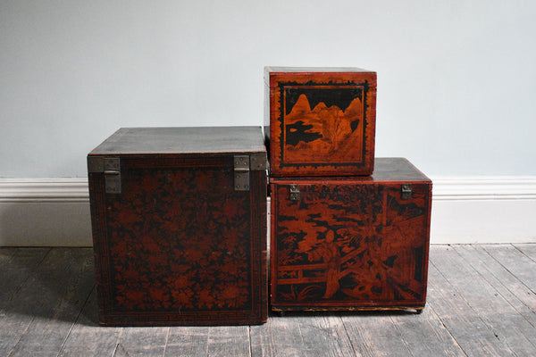 Set of Chinese Red & Black Boxes