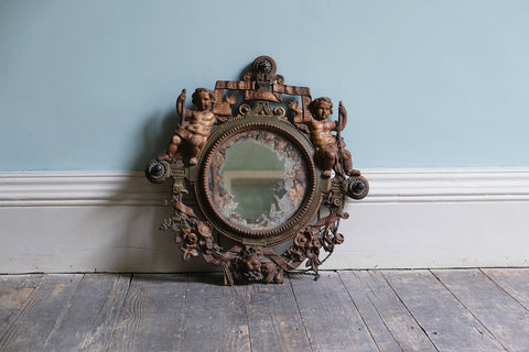 Victorian Wall Mirror Adorned with Putti