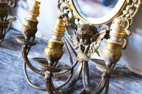 Pair of Gilt Carved Mirrored Scones