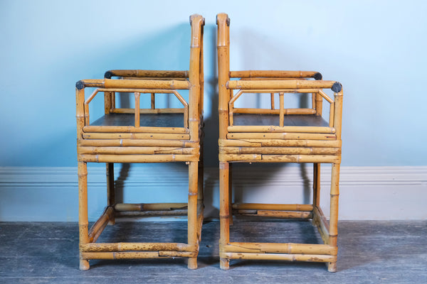 Pair of Brighton Pavilion Chinoiserie Style Bamboo Armchairs