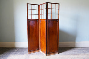 Regency Three Fold Mahogany Screen with Glass Panels