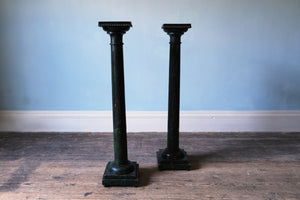 Pair of Green Marble Style Pedestal Columns